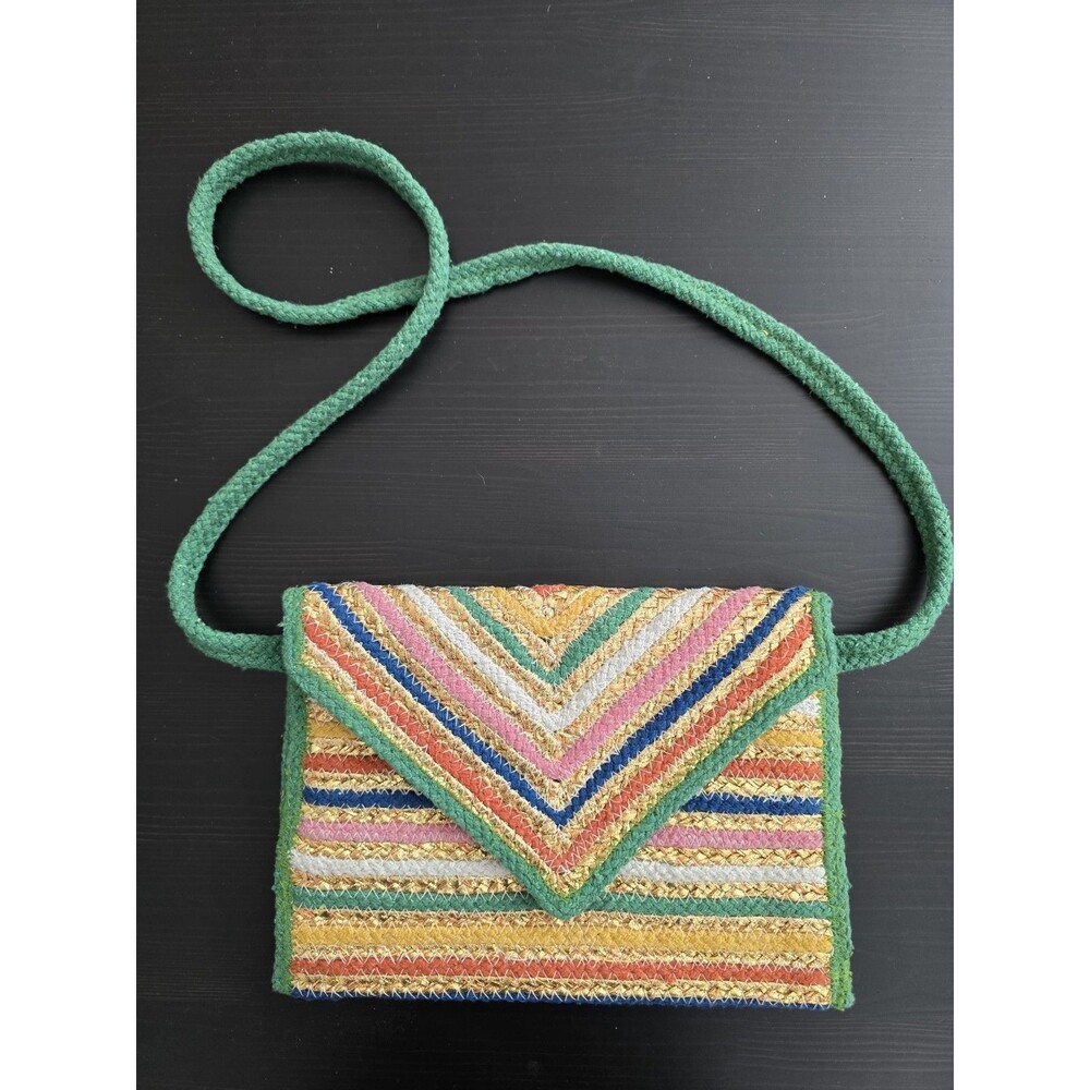 Fabulous MJ Colorful Basketweave Clutch Crossbody Purse BOHO FESTIVAL